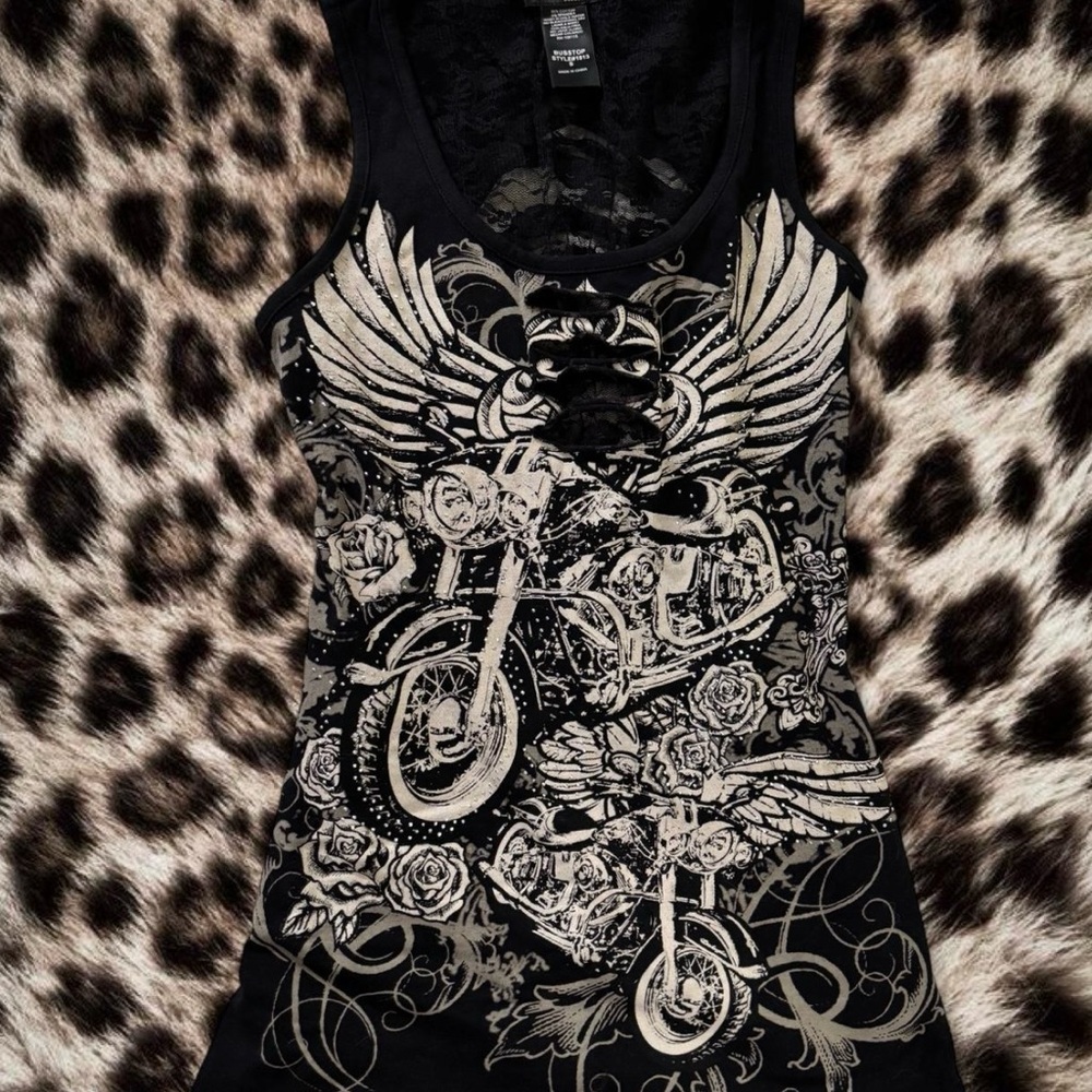 Edgy Black Graphic Tank Top